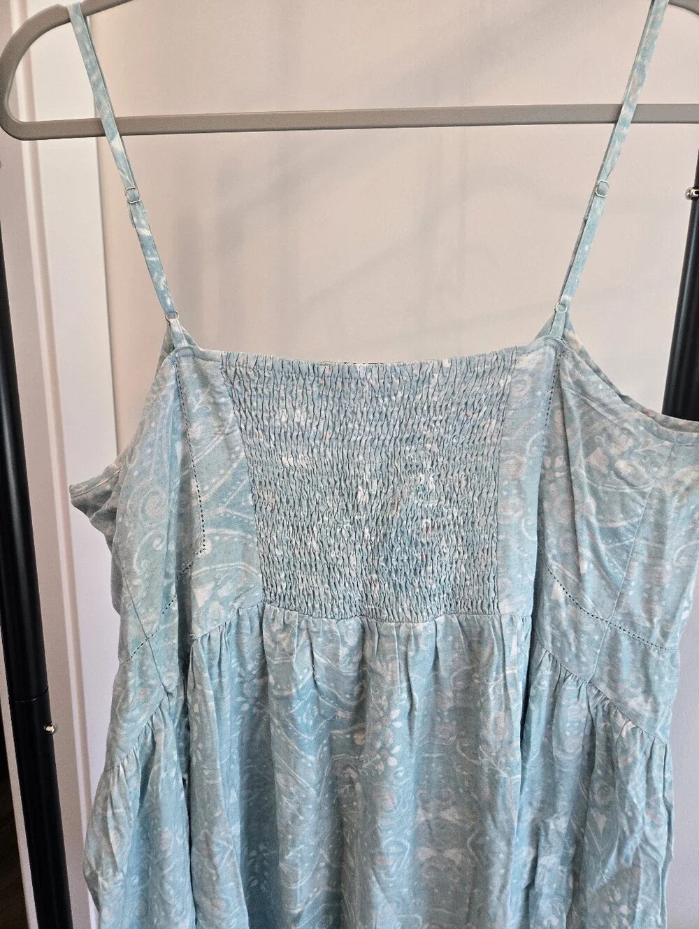 Simply Noelle Light Blue Paisley Smocked Sundress | XXL 16-18 | Boho Ruffle Hem - Picture 3 of 4